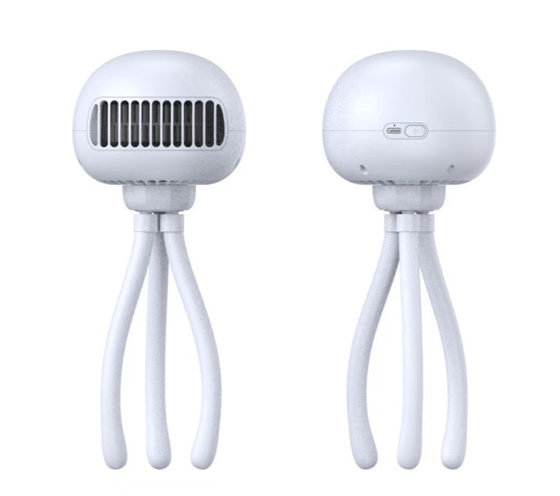 Orzbow Portable Mini Stroller Fan with Flexible Upgrade Tripod Cute Jellyfish Shape Design USB Rechargeable Personal Handheld Fan